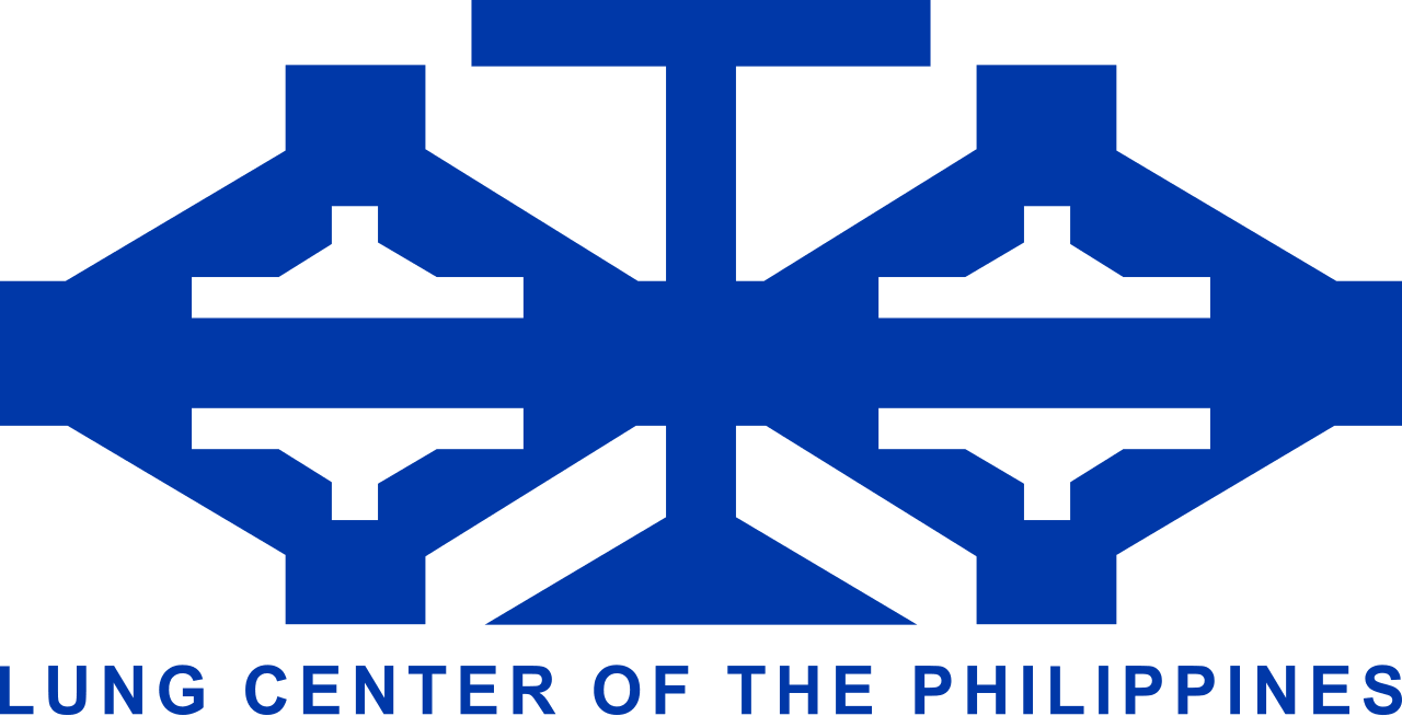 The official symmetrical blue geometric emblem representing the Lung Center of the Philippines, partially showing the text "Center of the Phil" wrapped underneath the main abstract cross design.