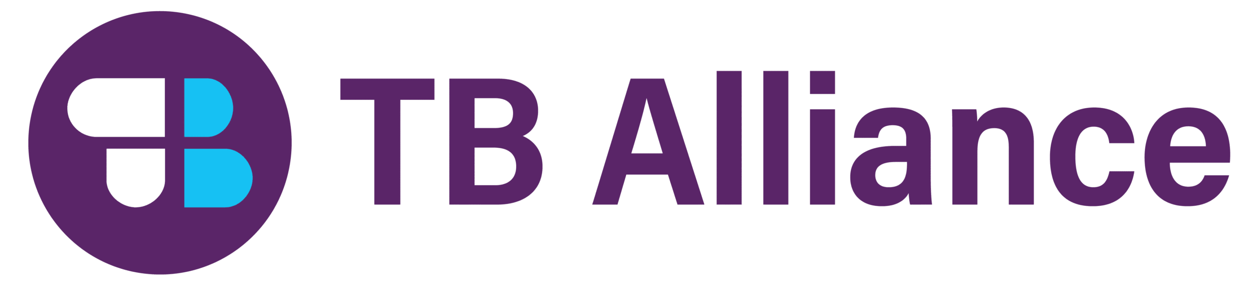 A tightly cropped, partial close-up image showing only the right-hand portion of large, dark purple capital letters spelling out the final segment of the official "TB Alliance" organizational logo.